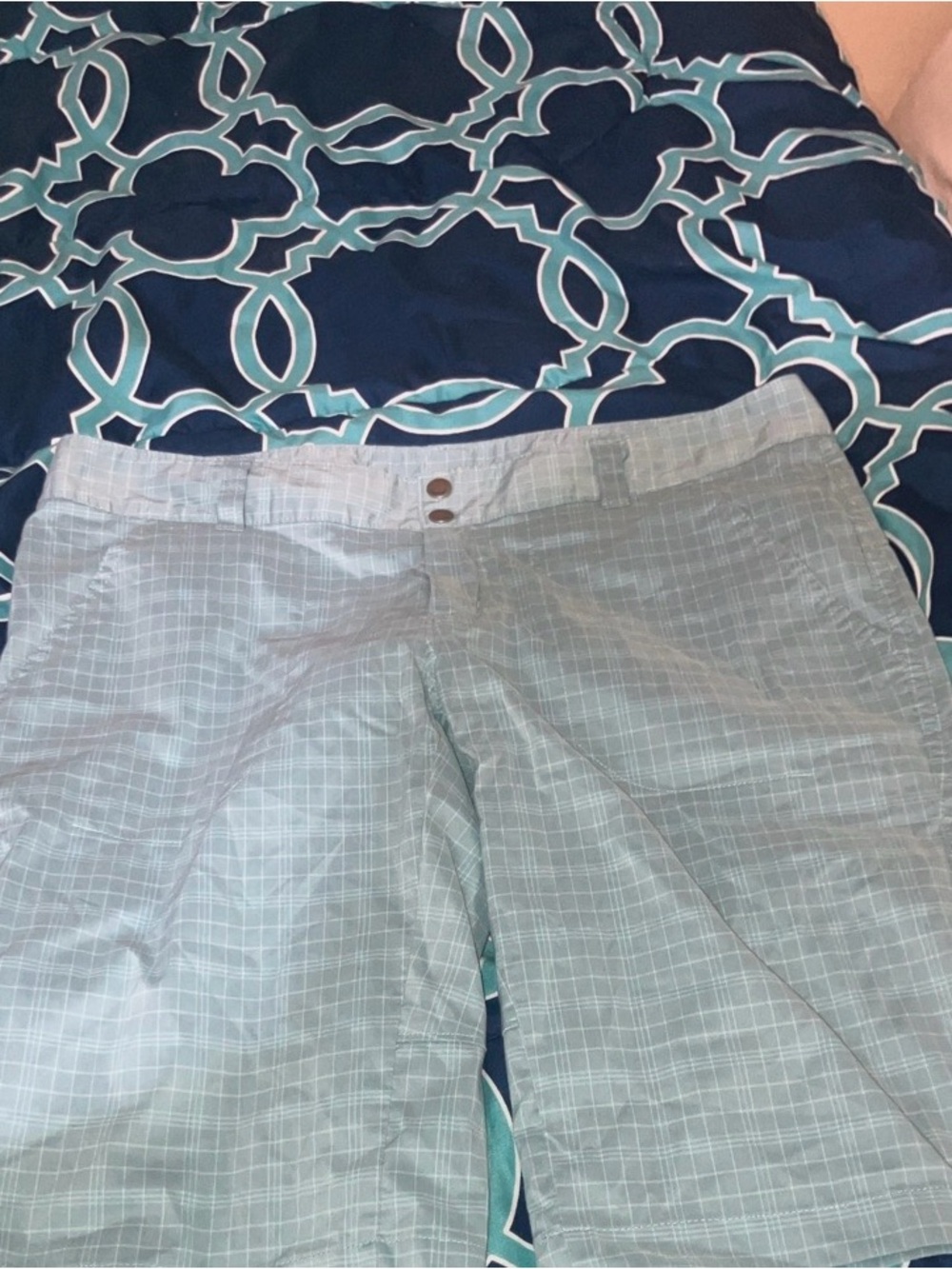 Columbia Light Blue Plaid Women’s Bermuda Shorts